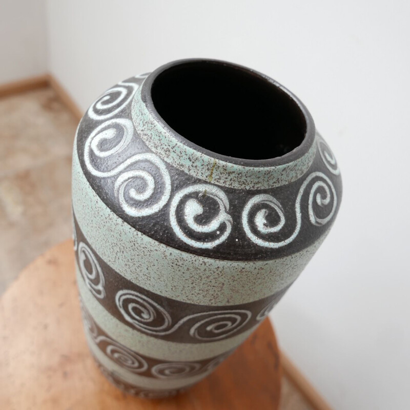 Vaso vintage in ceramica verde, Germania 1970