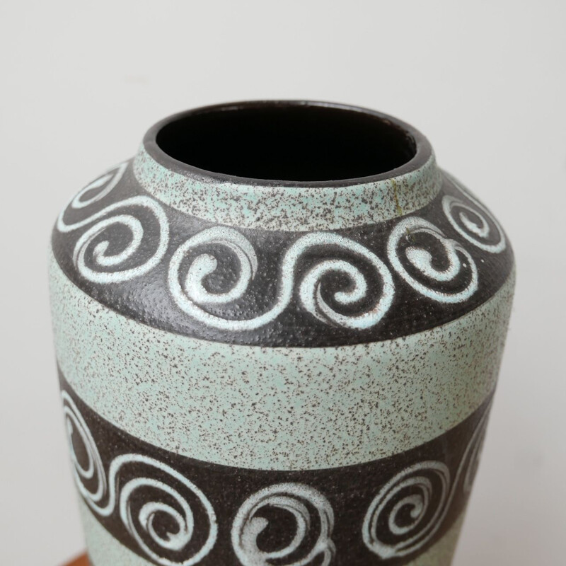 Vaso de cerâmica verde vintage, Alemanha 1970