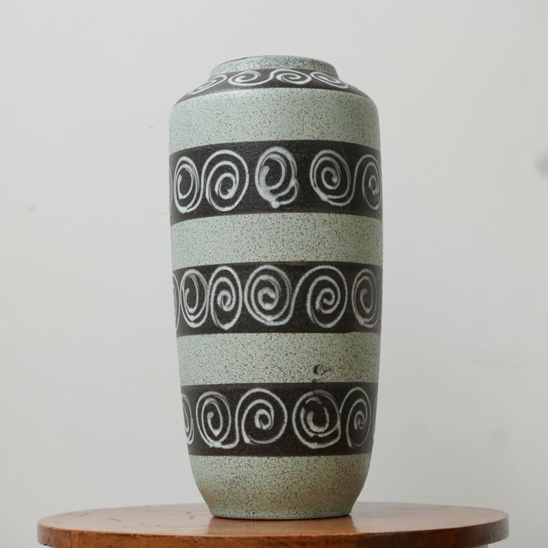 Vase vintage en céramique verte, Allemagne 1970