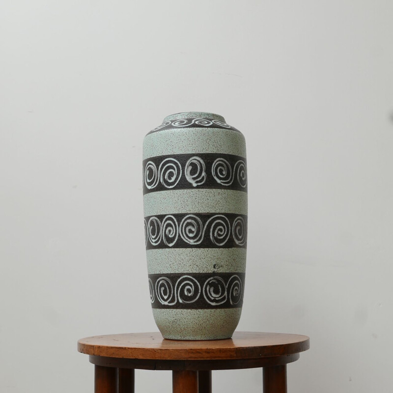 Vase vintage en céramique verte, Allemagne 1970