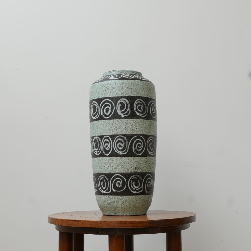 Vase vintage en céramique verte, Allemagne 1970