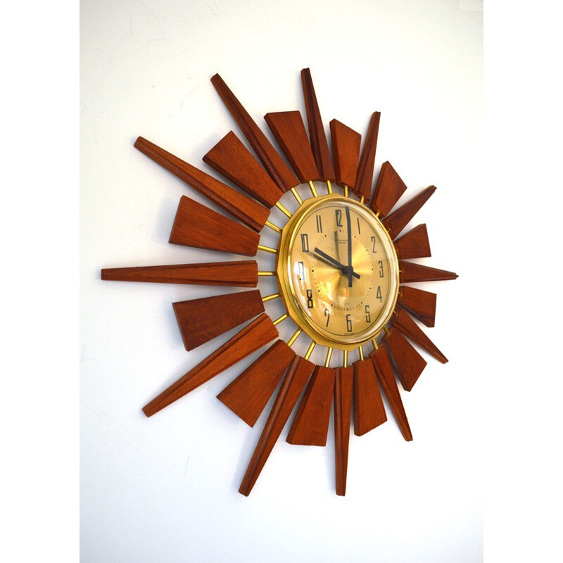 Teak wall clock by ANSTEY & WILSON - 1970s