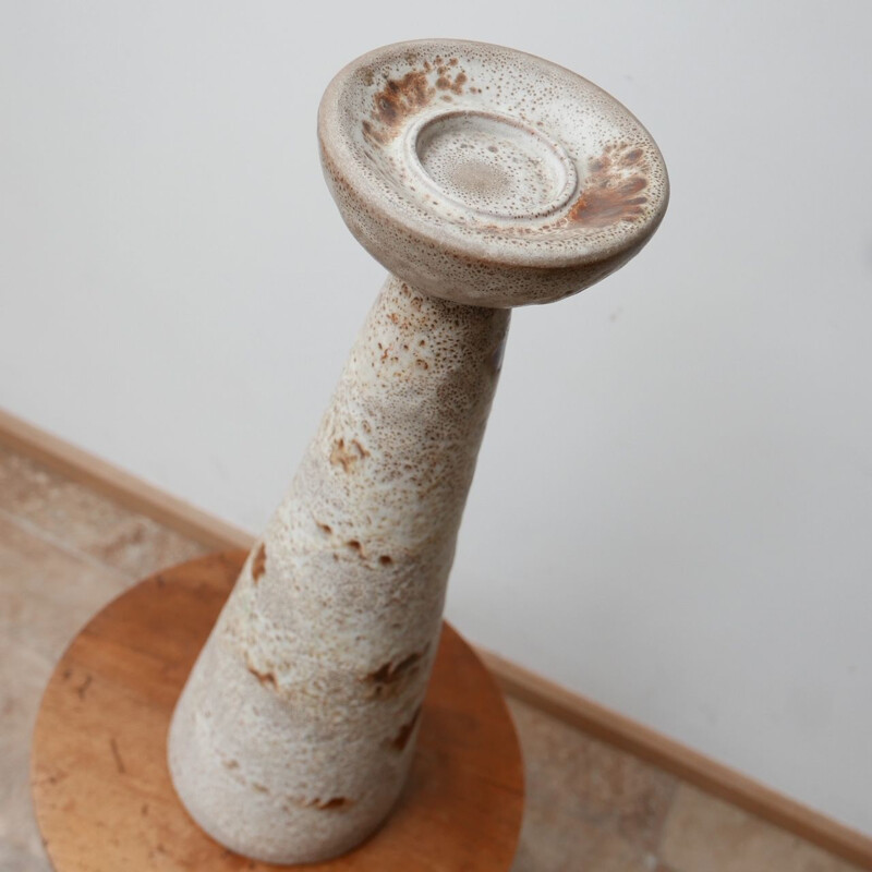 Ceramic artist pottery mid-century candlestick, Belgium 1970s