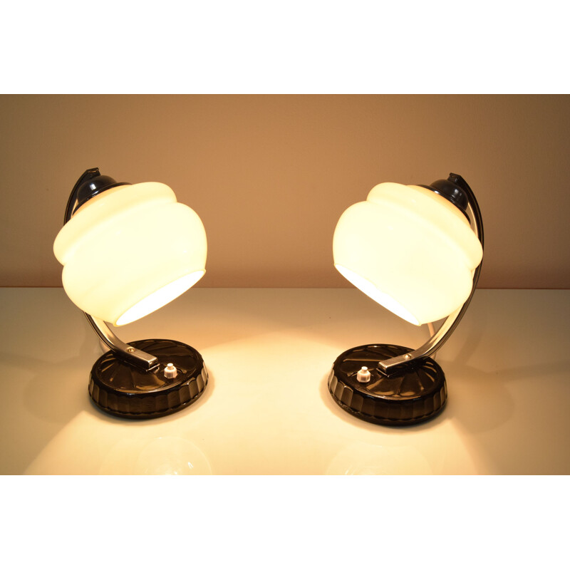 Pair of Art Deco vintage table lamps from the CMS Krasno, Czechoslovakia 1930s
