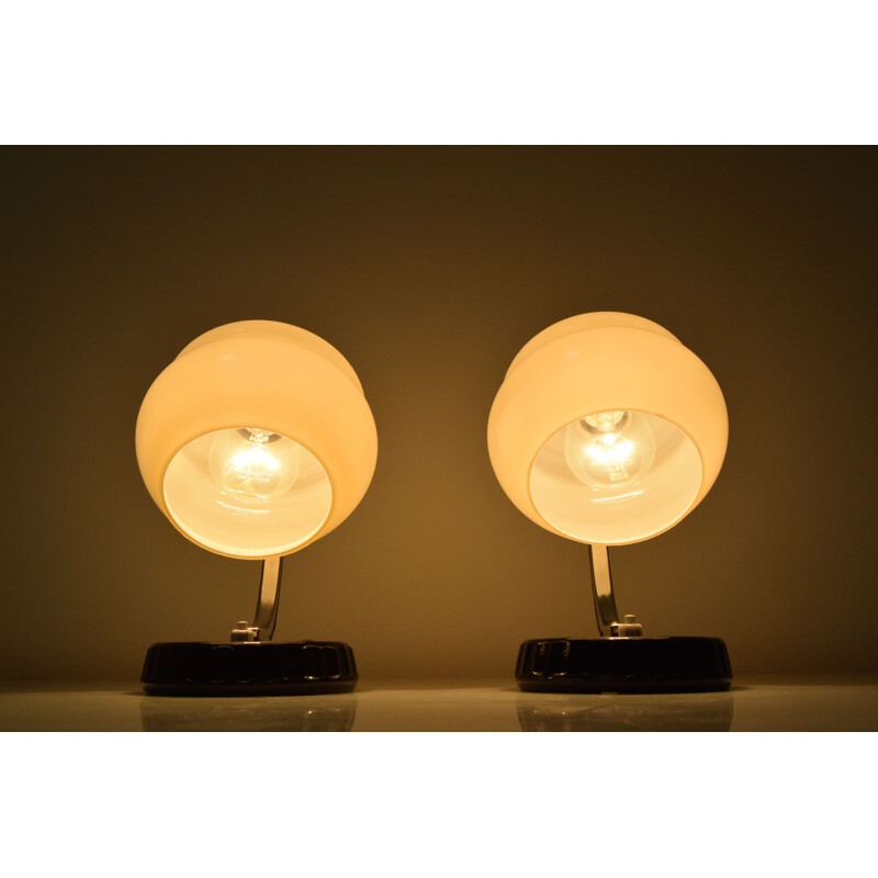 Pair of Art Deco vintage table lamps from the CMS Krasno, Czechoslovakia 1930s