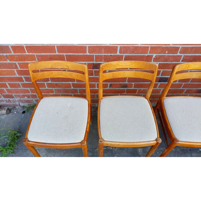 Lot de 4 chaises danoises vintage en teck par H.W. Klein pour Bramin