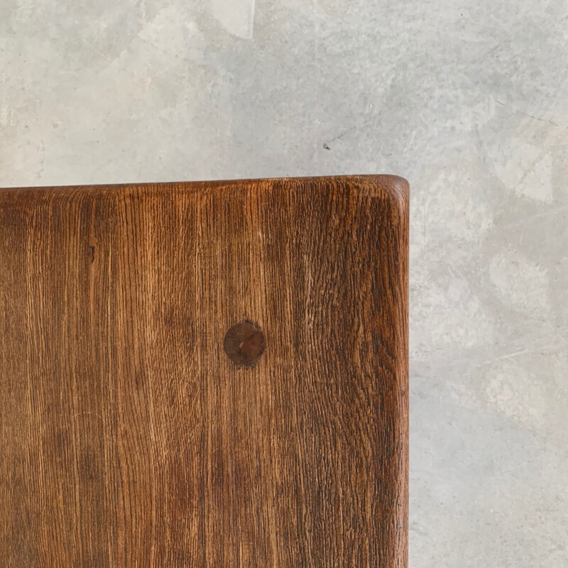 Vintage brutalist oak coffee table, Belgium 1970