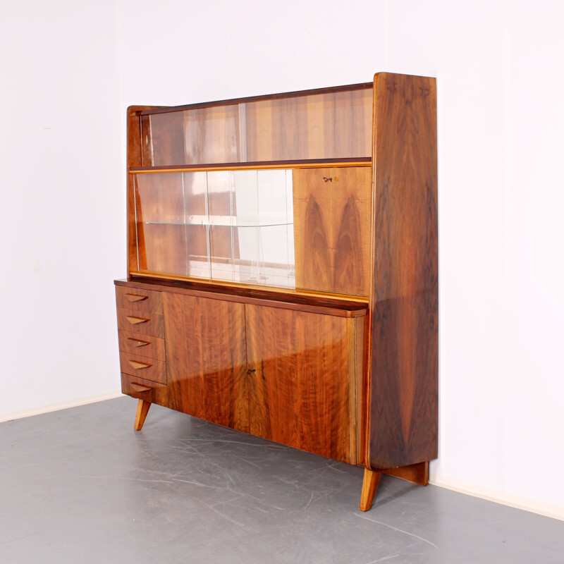 Vintage secretary in wood and glass by František Jirák