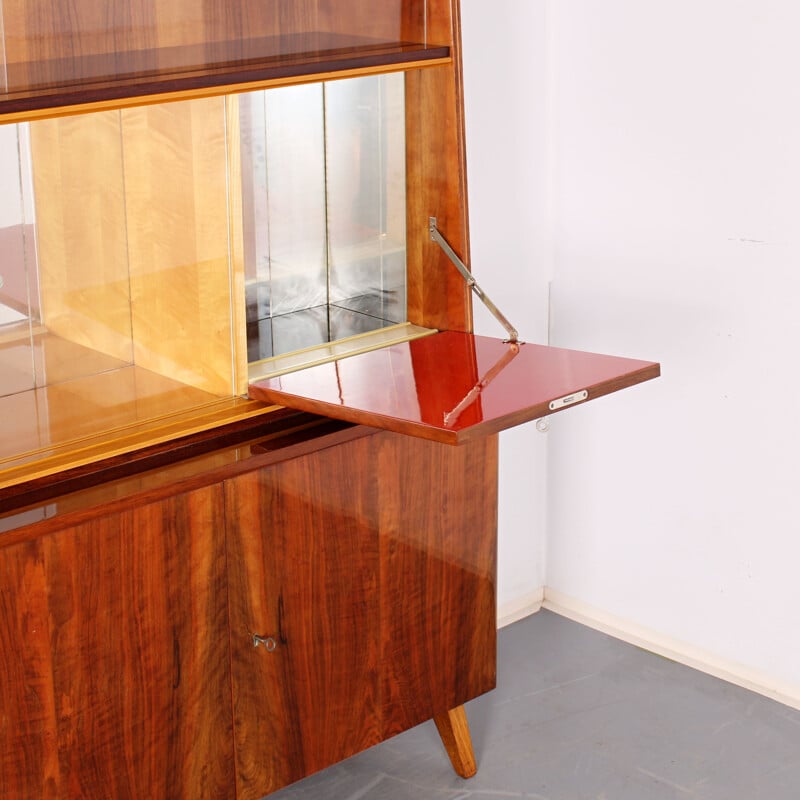 Vintage secretary in wood and glass by František Jirák