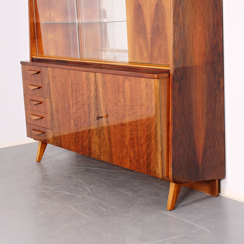 Vintage secretary in wood and glass by František Jirák