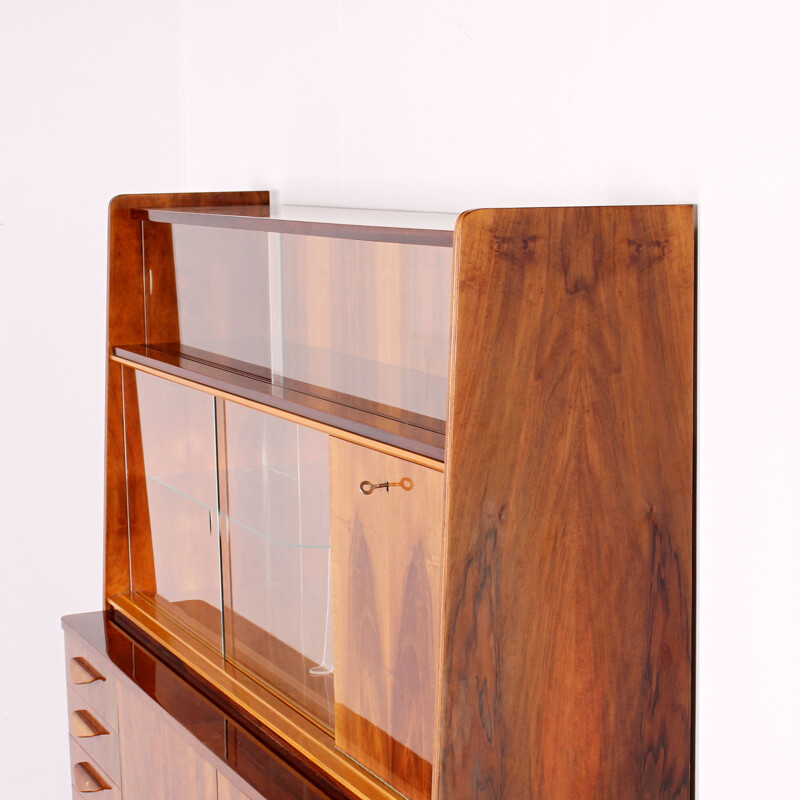 Vintage secretary in wood and glass by František Jirák