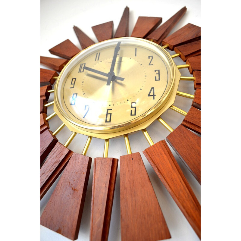 Teak wall clock by ANSTEY & WILSON - 1970s