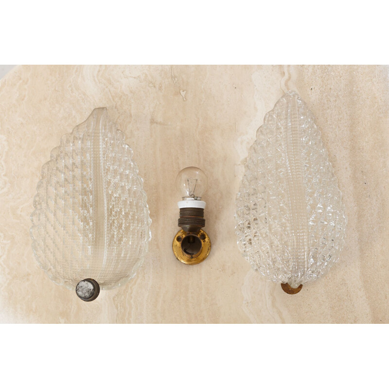 Pair of vintage Murano glass wall lamps by Barovier & Toso, Italy 1950