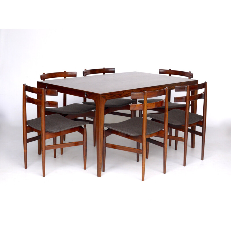 Set of 6 vintage Danish rosewood model 30 dining chairs by Poul Hundevad for Hundevad & Co., 1950s