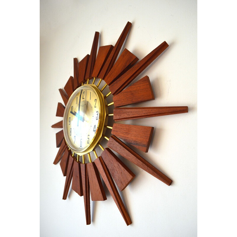 Teak wall clock by ANSTEY & WILSON - 1970s