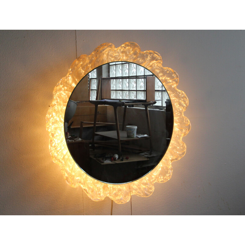  Round wall mirror backlit - 1950s