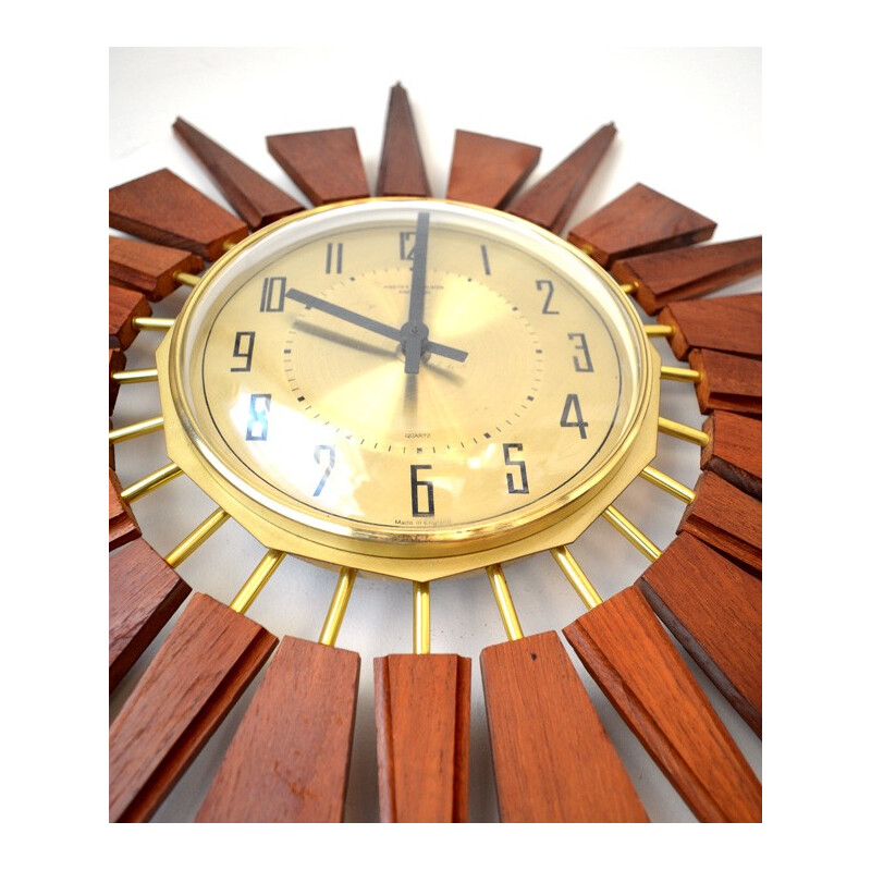 Teak wall clock by ANSTEY & WILSON - 1970s