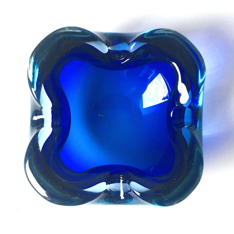 Vintage Sommerso Murano glass ashtray, 1960s