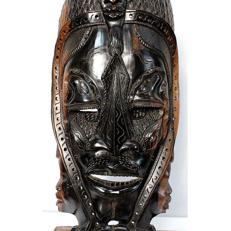 Vintage masker van ebbenhout en hout, Centraal-Afrikaanse Republiek