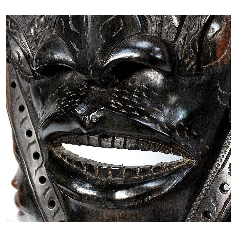 Máscara de ébano e madeira Vintage, República Centro-Africana