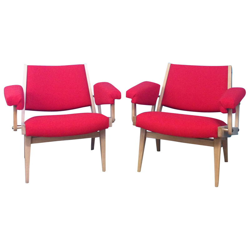 French pair of armchairs - 1950s