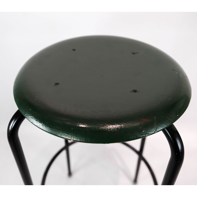 Vintage Dot stool in dark green by Arne Jacobsen for Fritz Hansen, 1950s