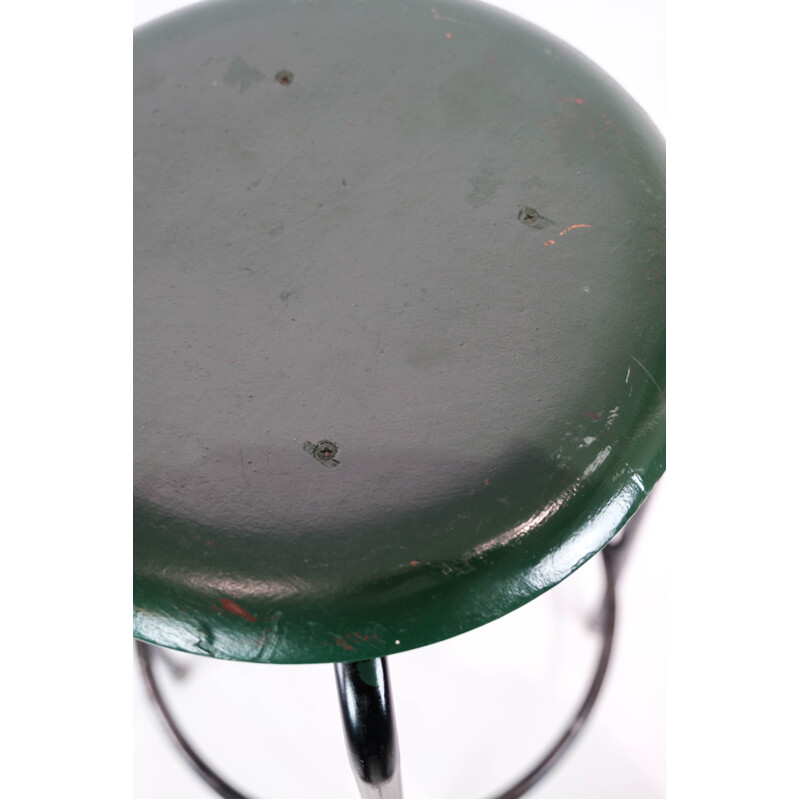 Vintage Dot stool in dark green by Arne Jacobsen for Fritz Hansen, 1950s