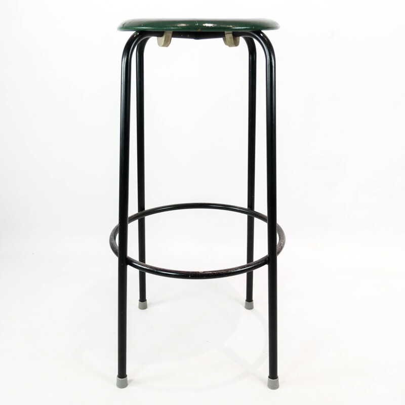 Vintage Dot stool in dark green by Arne Jacobsen for Fritz Hansen, 1950s