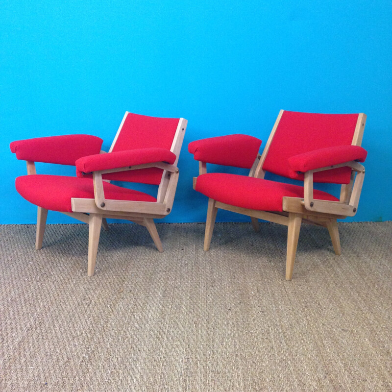 French pair of armchairs - 1950s