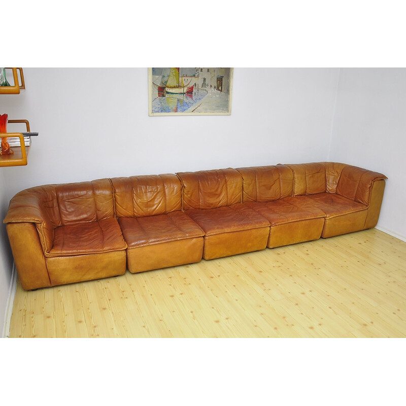 Canapé modulaire vintage en cuir, 1970