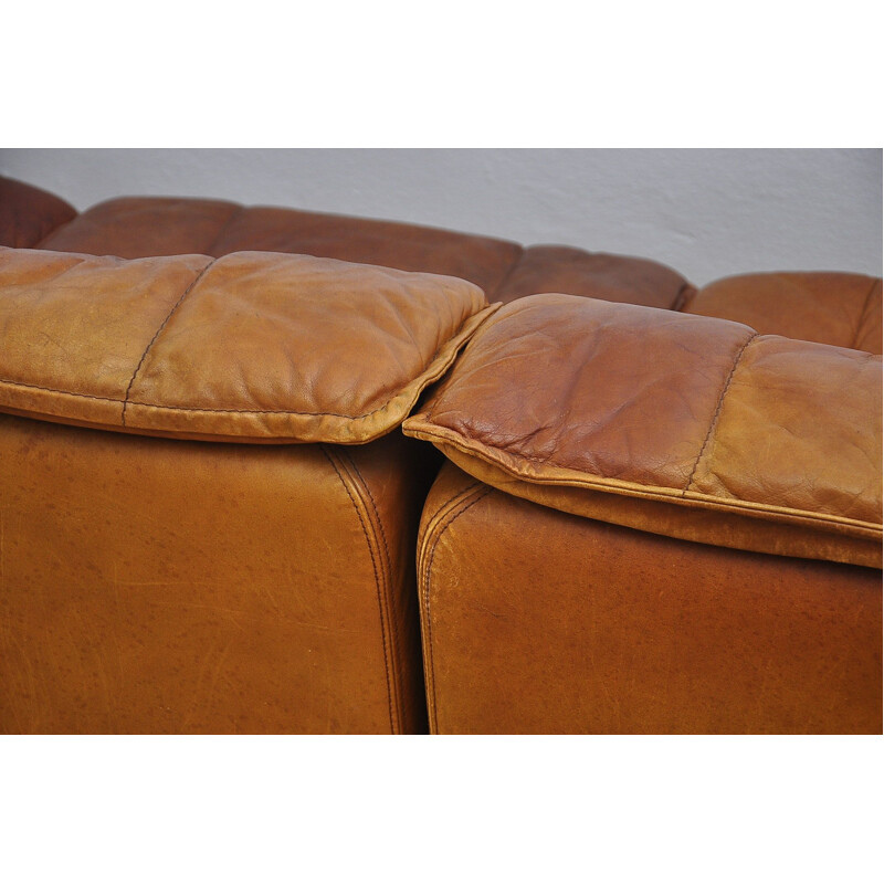 Vintage modular leather sofa, 1970s