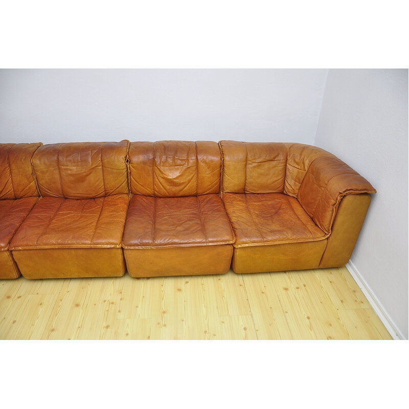 Vintage modular leather sofa, 1970s