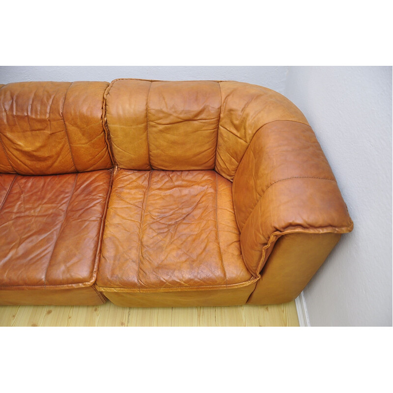 Vintage modular leather sofa, 1970s