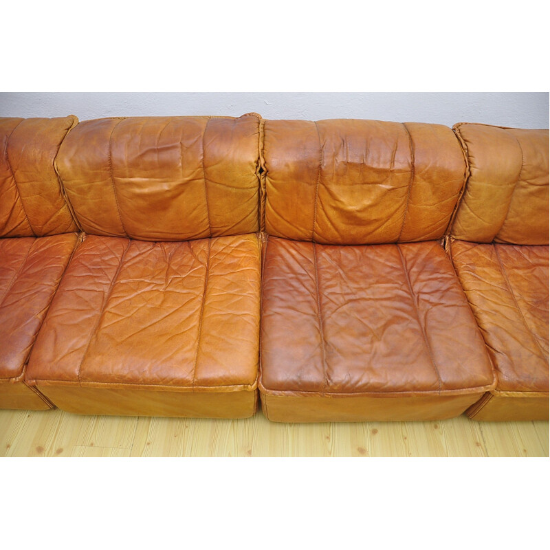 Vintage modular leather sofa, 1970s