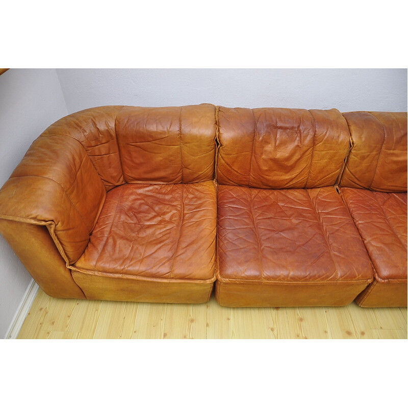 Vintage modular leather sofa, 1970s