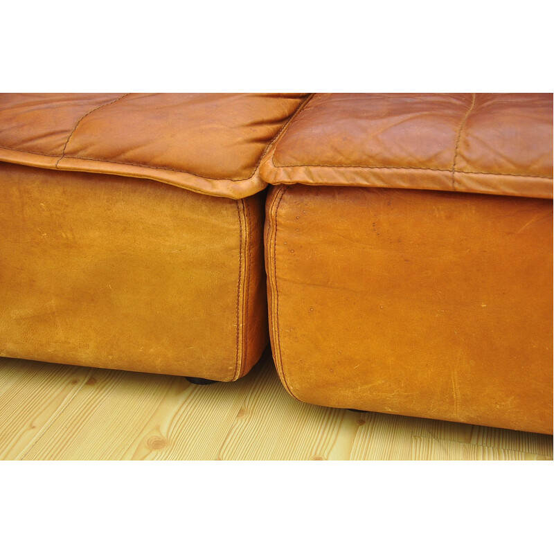 Vintage modular leather sofa, 1970s