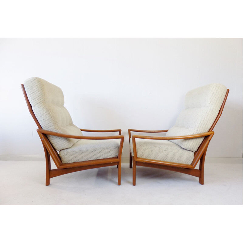 Pair of vintage teak armchairs by Grete Jalk for Glostrup, 1960s