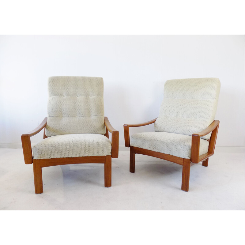 Pair of vintage teak armchairs by Grete Jalk for Glostrup, 1960s