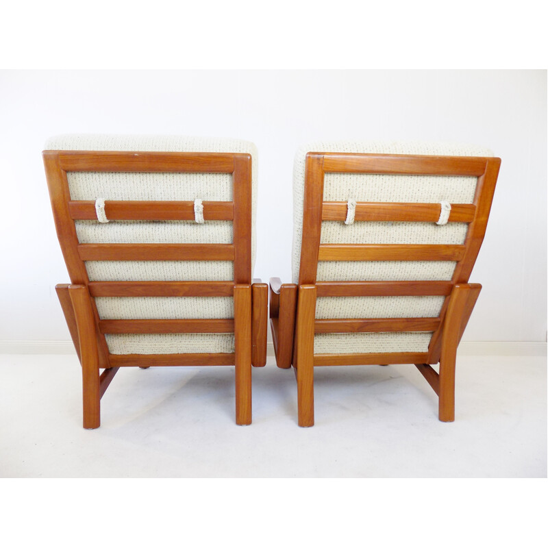 Pair of vintage teak armchairs by Grete Jalk for Glostrup, 1960s