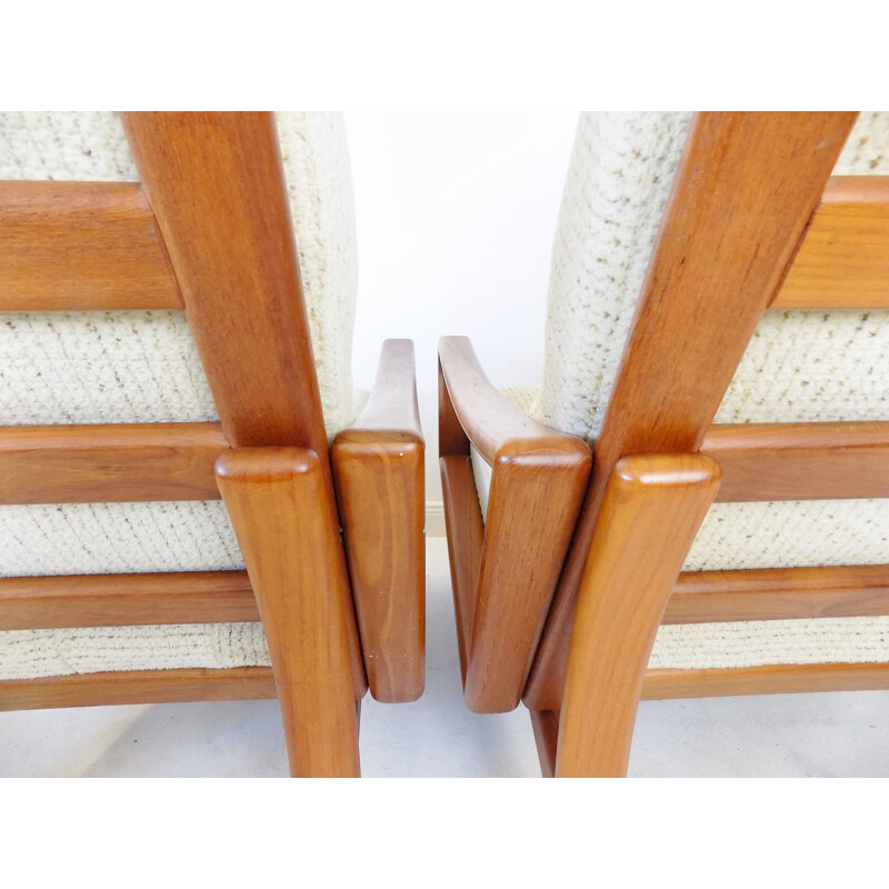 Pair of vintage teak armchairs by Grete Jalk for Glostrup, 1960s