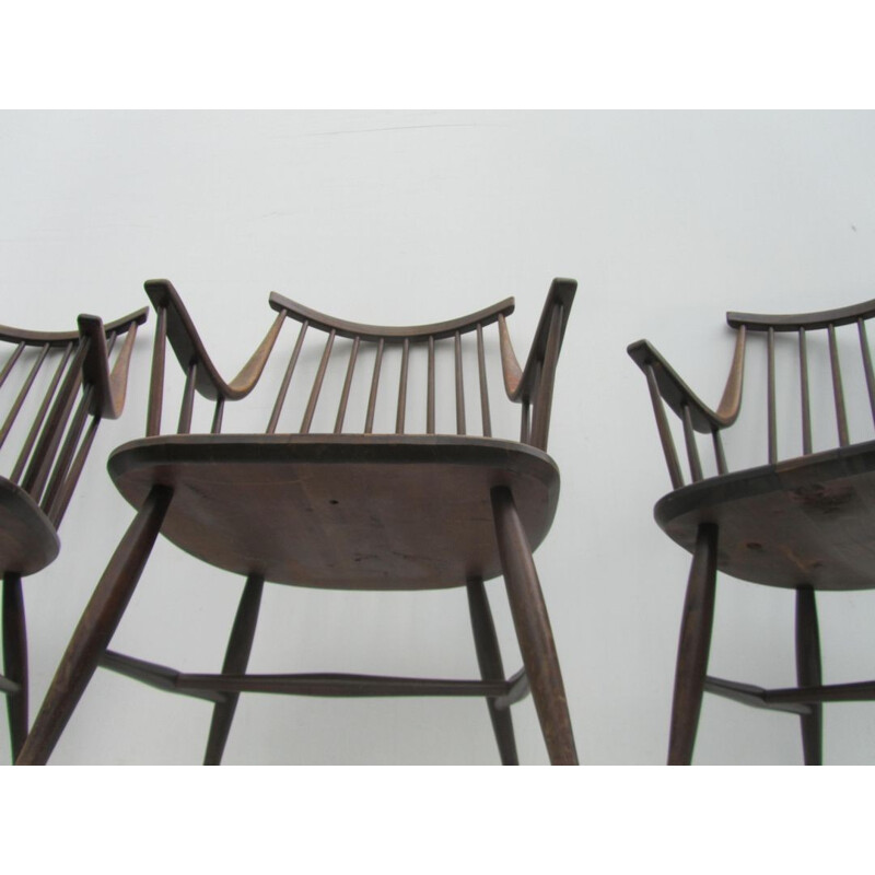 Ensemble de 3 fauteuils "Grandezza" Nesto en bouleau, Lena LARSSON - 1960