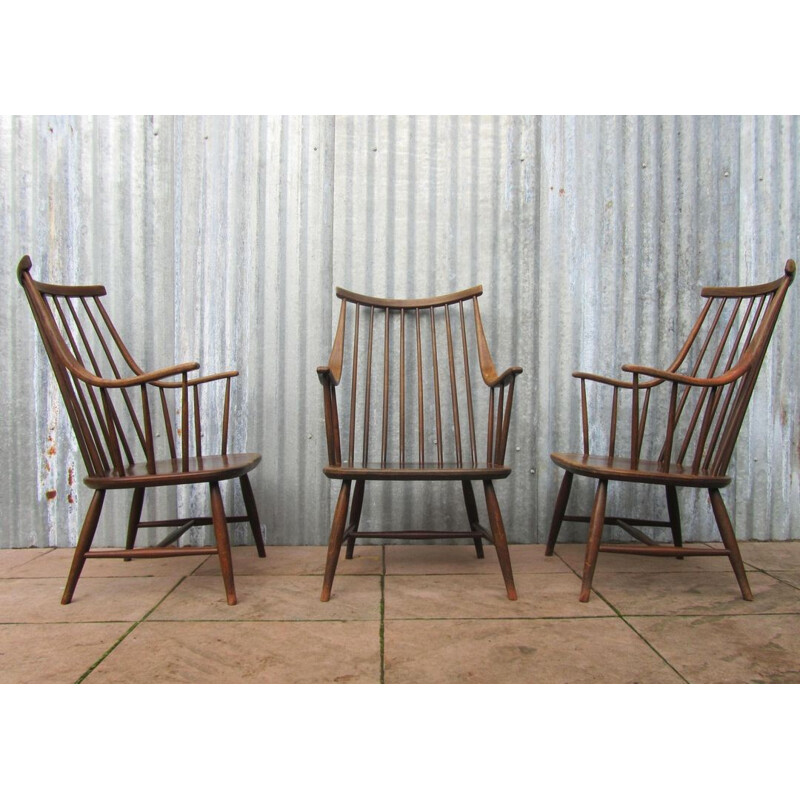 Set of 3 Nesto "Grandezza" armchairs in birchwood, Lena LARSSON - 1960s