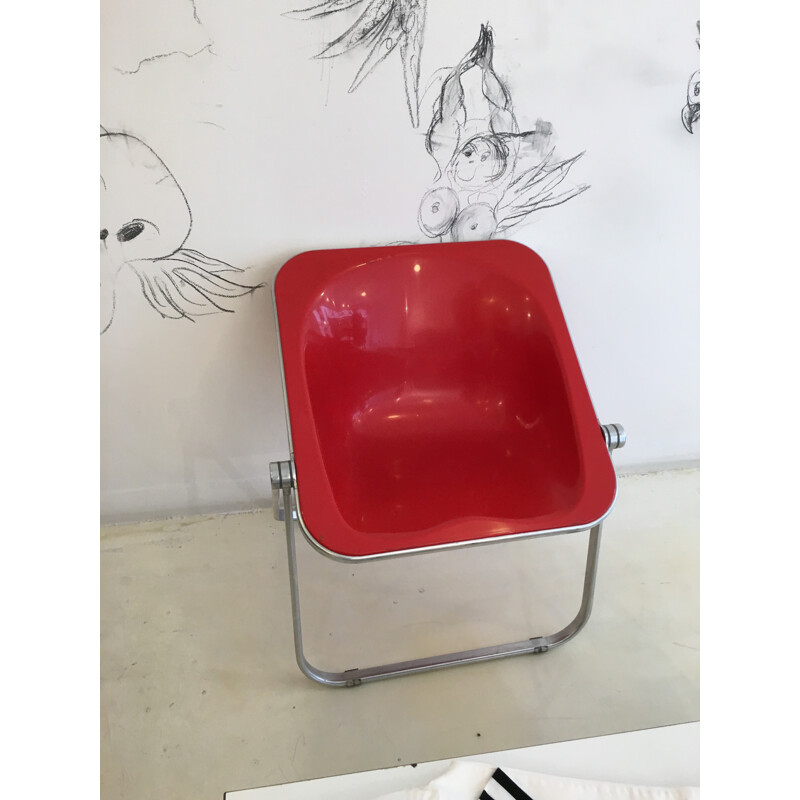 Castelli "Plona" chair in red plastic, Giancarlo PIRETI - 1960s