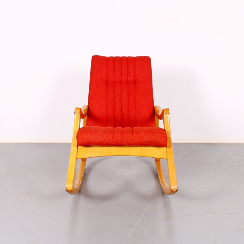 Mid century red rocking chair, 1970s