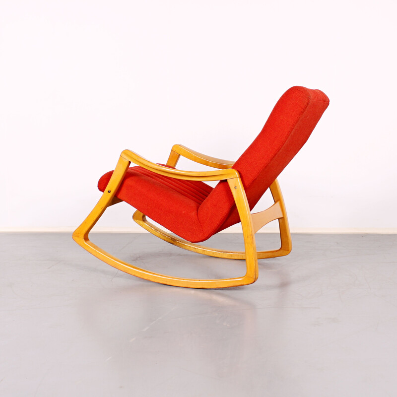 Mid century red rocking chair, 1970s