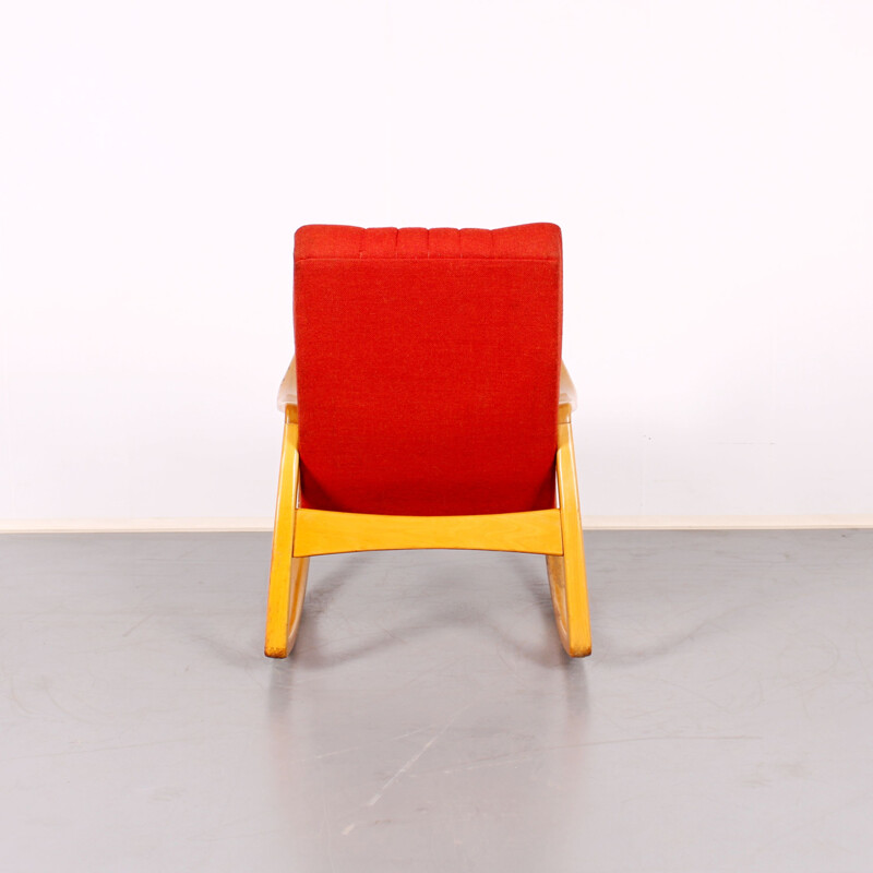 Chaise à bascule rouge vintage, 1970