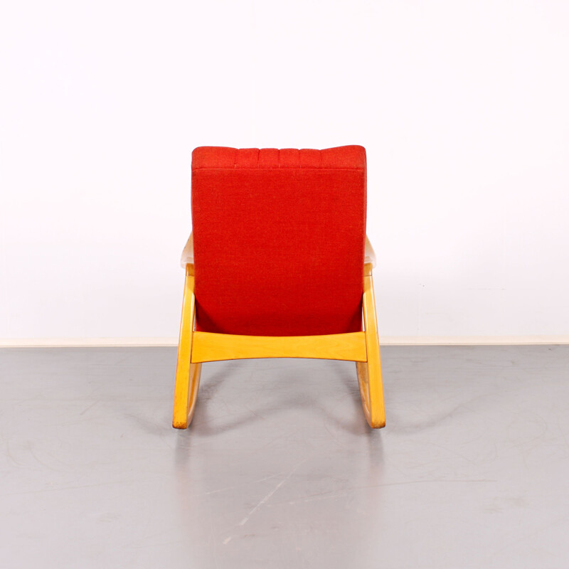 Mid century red rocking chair, 1970s