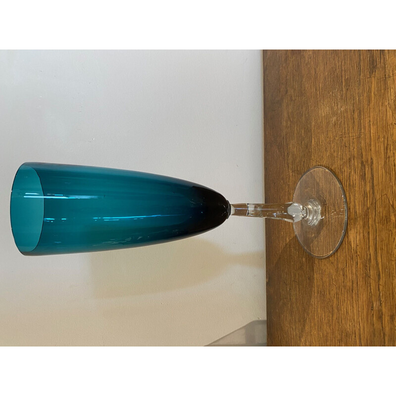 Mid century Italian blue green glass vase, 1970