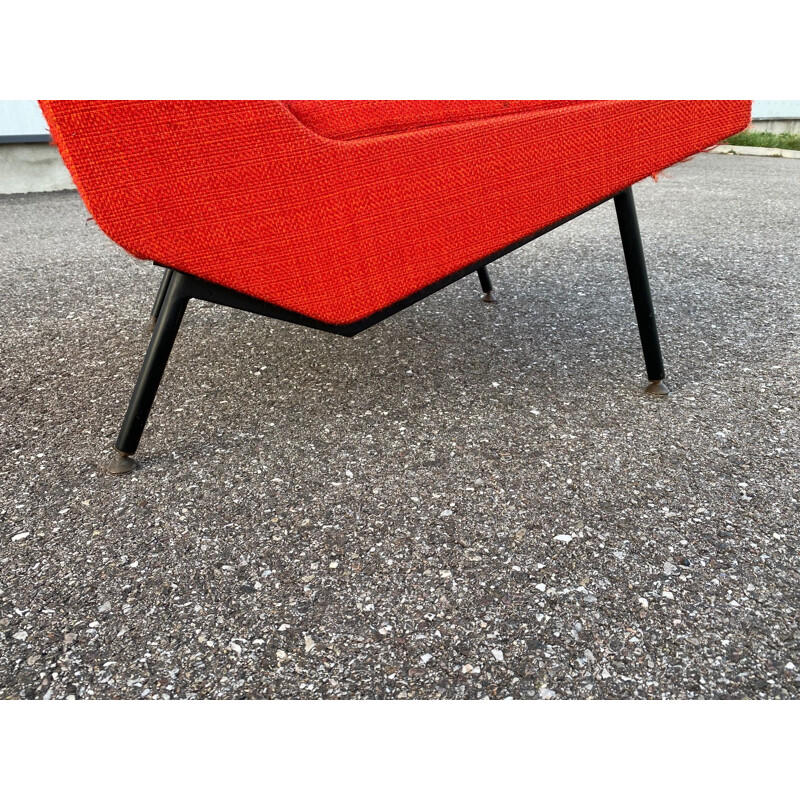 Cadeirão Vintage vermelho por Pierre Guariche, 1958