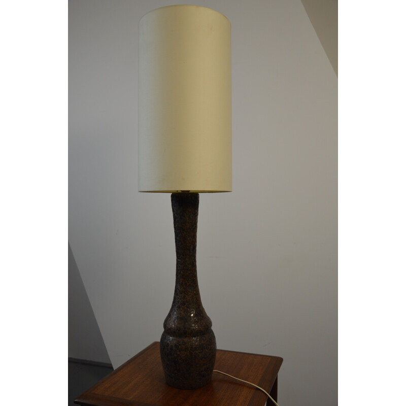 Grande lampe de table en céramique brun - 1950